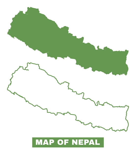 Simple Nepal Outline flat map style vector illustration set