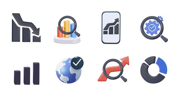 Simple Set of Data Analysis Related 3D Vector Icons Contains such Icons as Charts Graphs Traffic Analysis Big Data and more Analysis infographic analytics symbols set Idea crypto graph