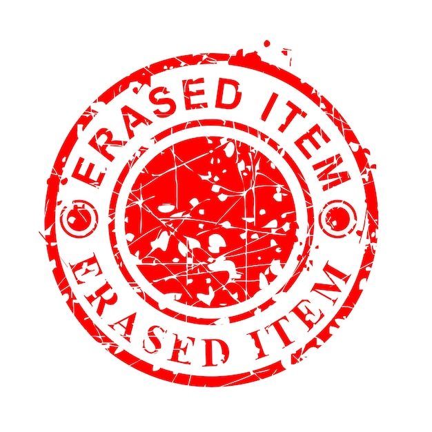 Simple Vector, Circle Red Grunge Rubber Stamp, Erased Item, Isolated on white
