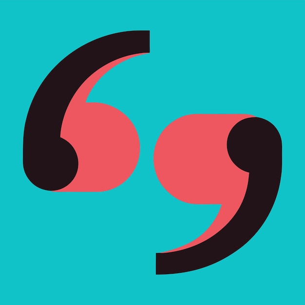 simple vector illustration of quotation marks with clean lines and classic typography