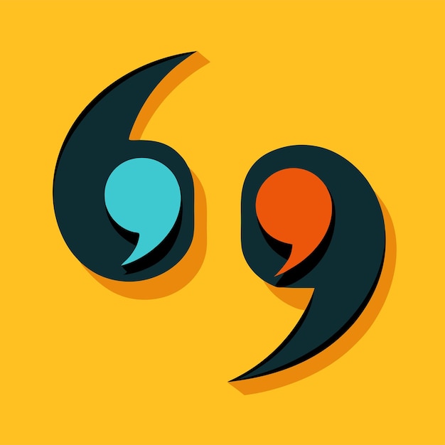 simple vector illustration of quotation marks with clean lines and classic typography