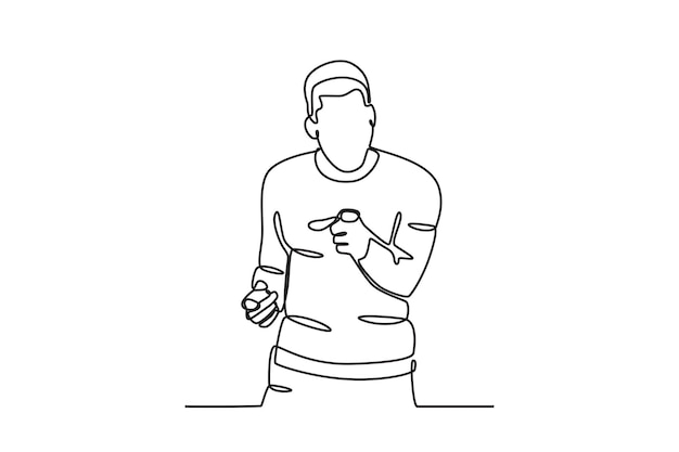 Single continuous line drawing of Angry man pointing Dynamic single line draw design graphic vector