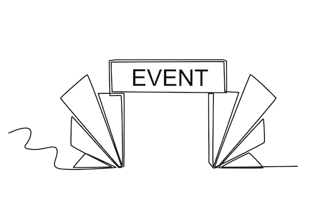 Single continuous line drawing of event planning like Event Gate Dynamic single line draw design g