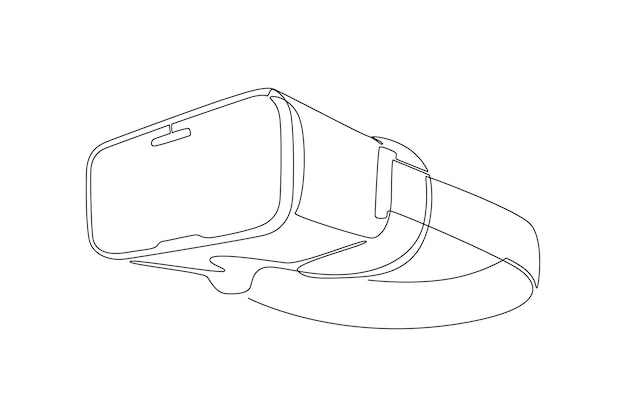 Single continuous line drawing of simple vr technology Virtual reality game player concept one line draw design vector illustration