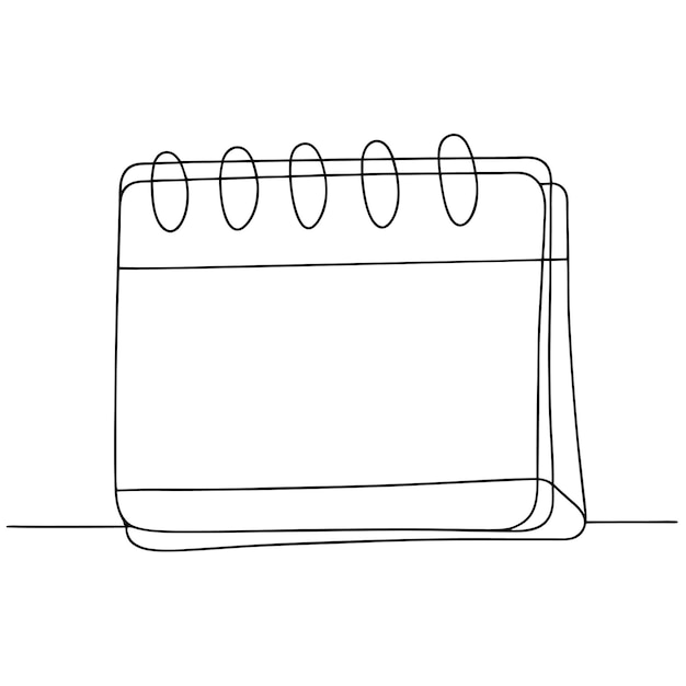 single line art table calendar outline vector month date wavy frame continuous drawing illustration