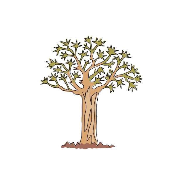 Single one line drawing of quiver tree forest Decorative kokerboom woud design vector illustration