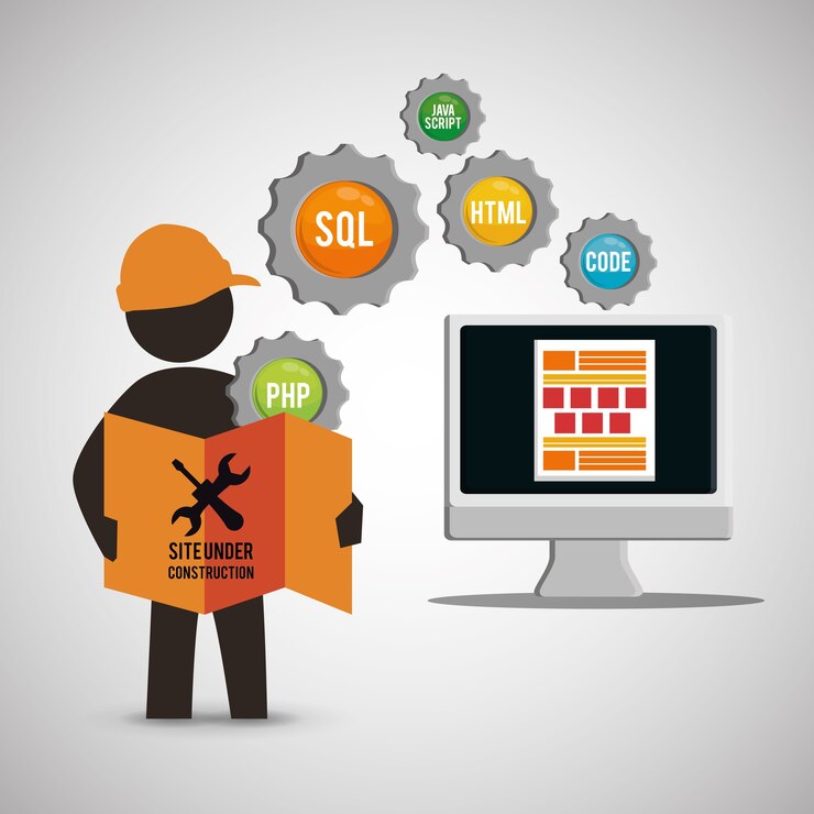Vector site under construction design