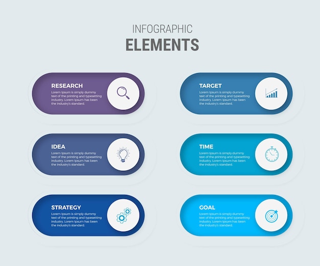 six steps timeline infographic design