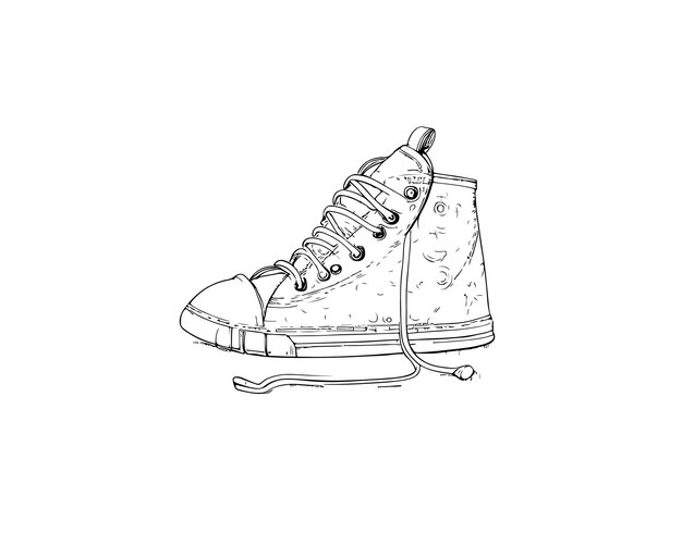 Sketch Hand drawn single line art shoe use for logo poster and background