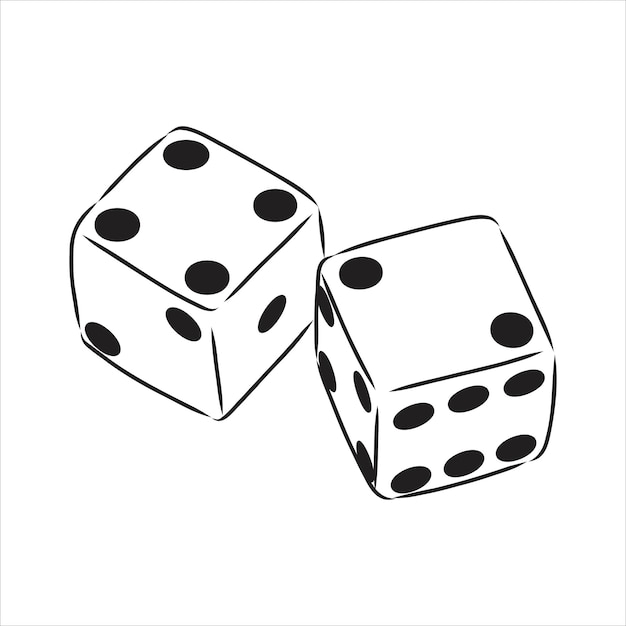 sketch two dices game dice vector sketch illustration