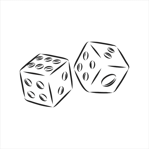 sketch two dices game dice vector sketch illustration