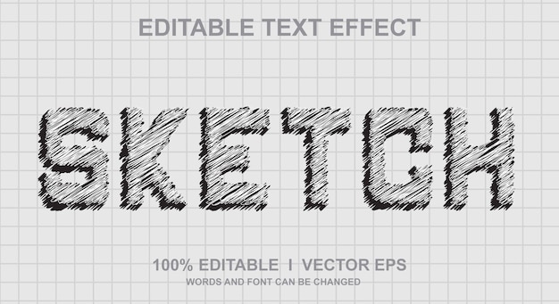 sketch vector text effect with modern style design