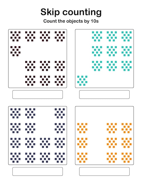 skip counting - count the objects by 10s.
