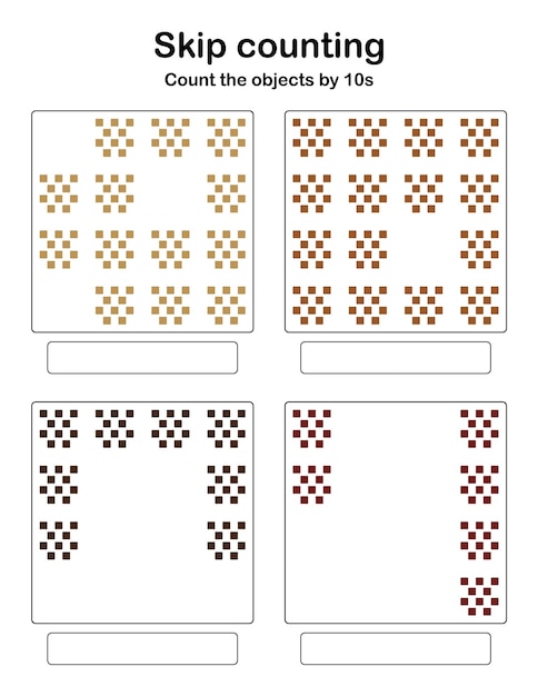 skip counting - count the objects by 10s.