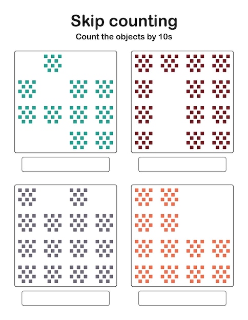 Skip counting - count the objects by 10s