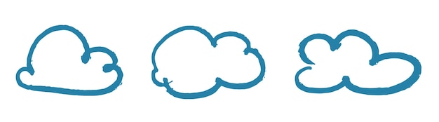 Sky Blue Cloud Shapes on White Background