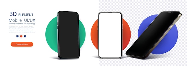 Sleek Smartphone Mockups Showcasing Front Side and Angled Views on Transparent Background Realistic smartphone mockup Device UIUX mockup for presentation template phone different angles views