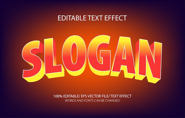 Slogan 3d editable text effect and editable text style