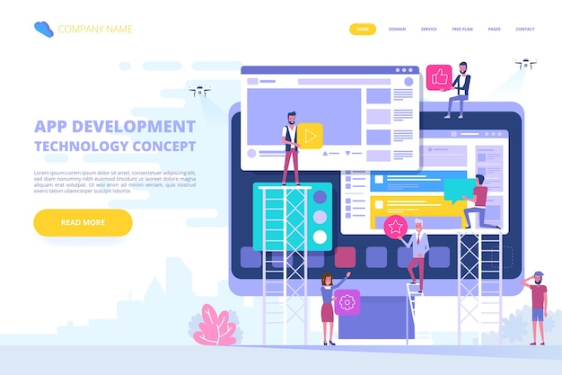Small people character decorated web business technology