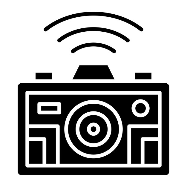 Smart Camera Glyph Solid Black Illustration