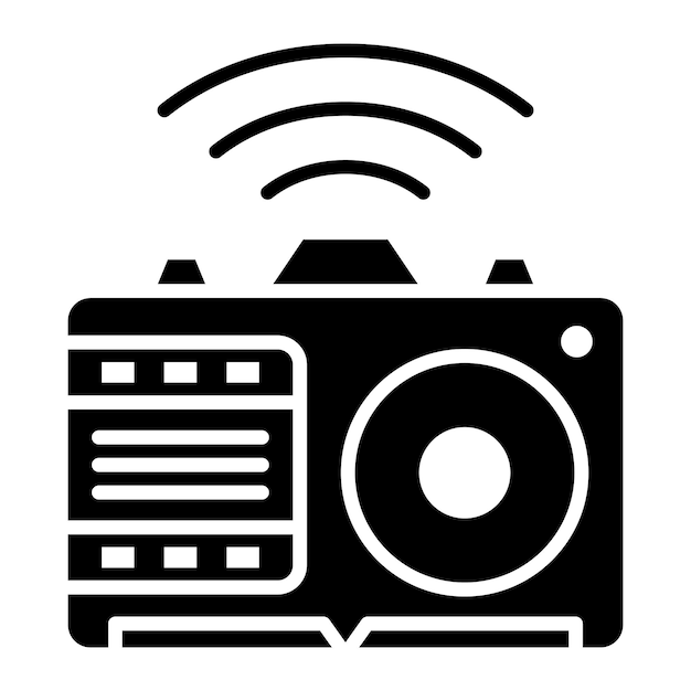 Smart Camera Glyph Solid Black Illustration
