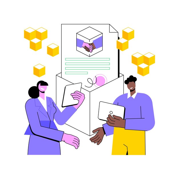 Smart contract isolated cartoon vector illustrations