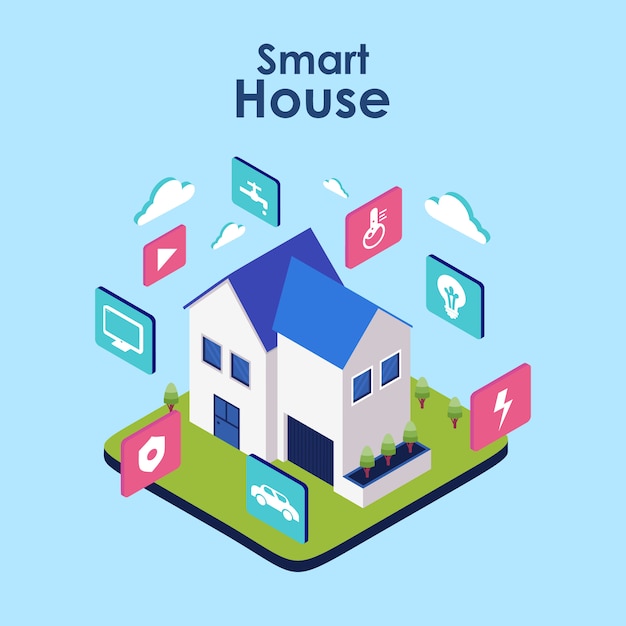 Smart home. Concept of house technology system with wireless centralized control
