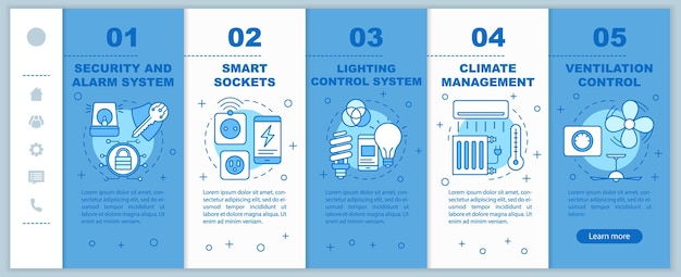 smart house onboarding mobile web pages vector template