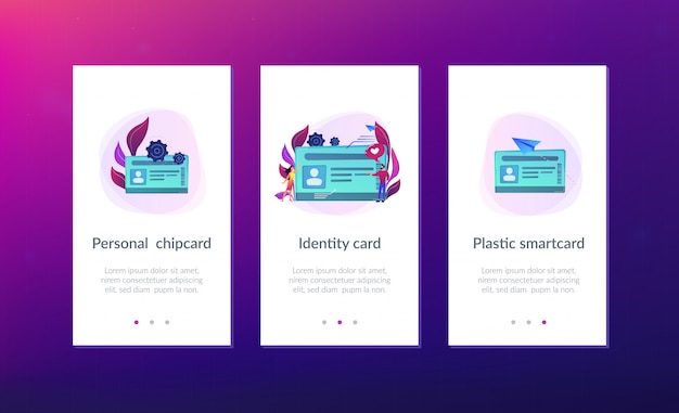 Smart ID card app interface template.