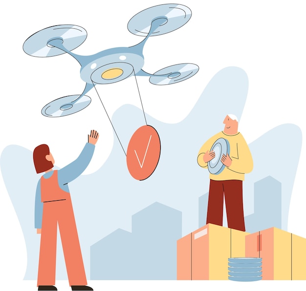 smart logistics technology concept idea of modern transportation and distribution people using copter delivery technical and science innovation automation and development of delivery process