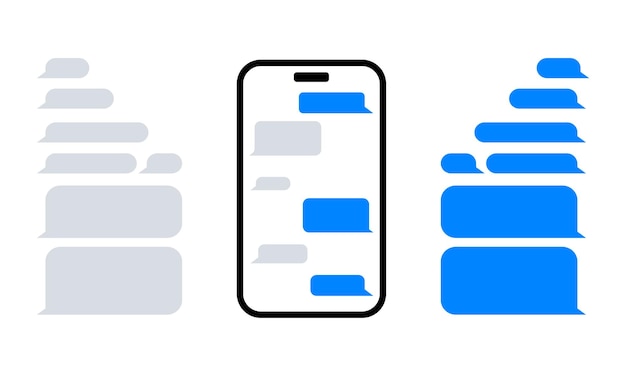 smart phones blank chatting sms template bubbles app chatting in smartphone send or receive sms