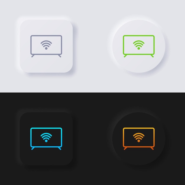 smart tv button icon set multicolor neumorphism button soft ui design for web design application ui and more button vector