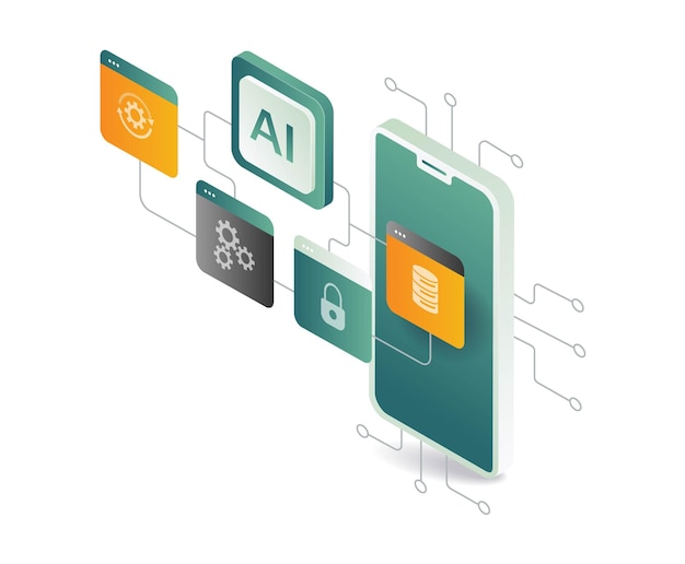 Smartphone ai system concept illustration
