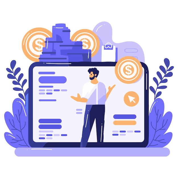 smartphone and business in ux ui flat style