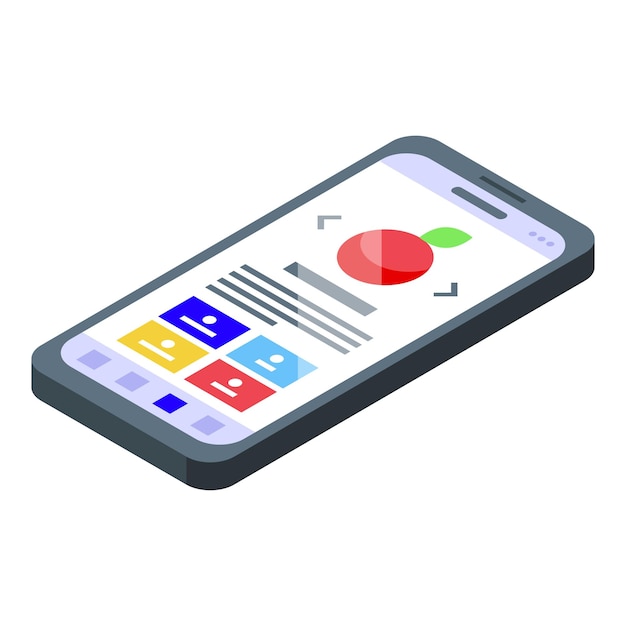 Smartphone case icon isometric vector Study research Digital loop