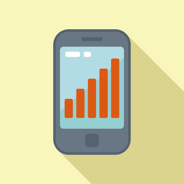 Smartphone data icon flat vector Business report Chart graph