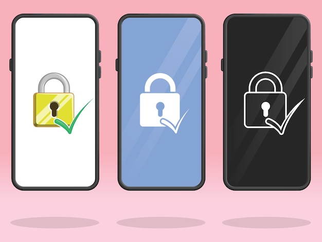 Smartphone Lock Padlock Check Mark Silhouette