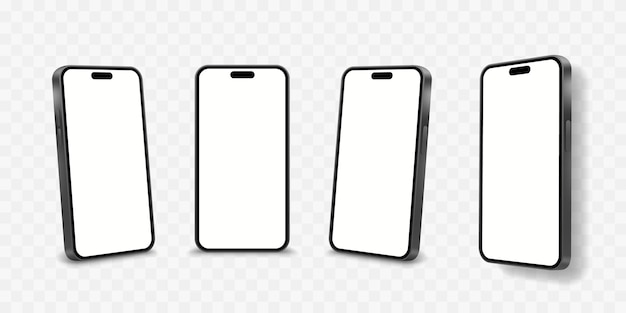 Smartphone mockup set 3d phone transparent background vector