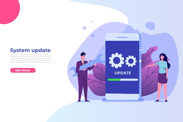 Smartphone System update flat style concept