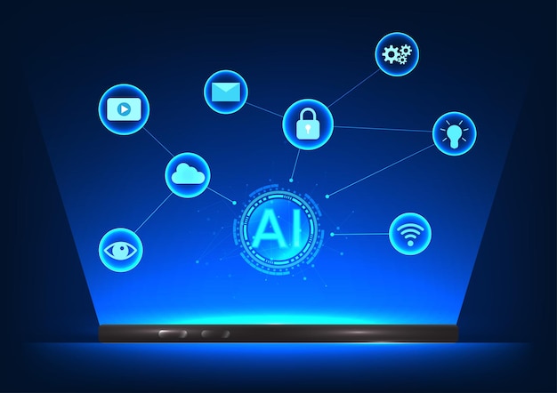 Smartphone technology Mobile phone above is artificial intelligence connected technology icon