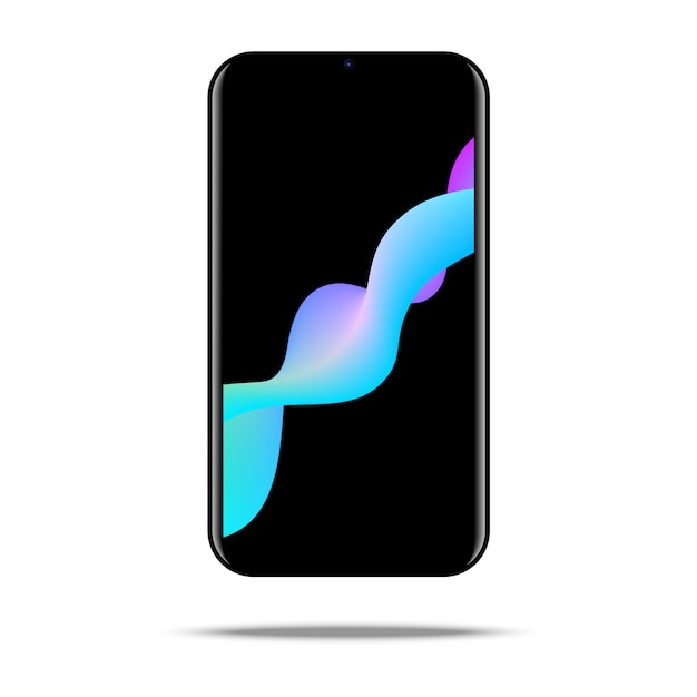Smartphone   with abstract colorful fluid wallpaper