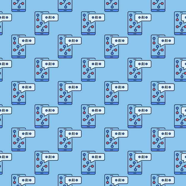 smartphone with ai app vector phone colored seamless pattern