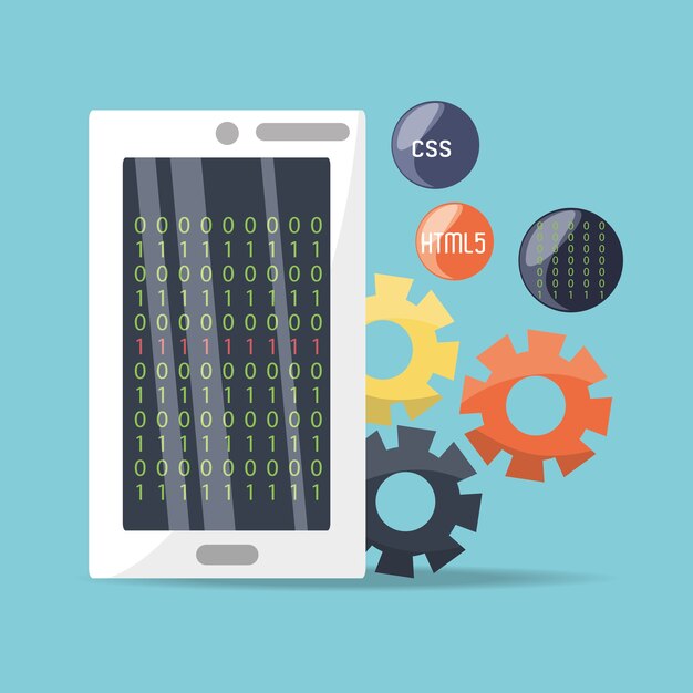 smartphone with programming coding on screen 