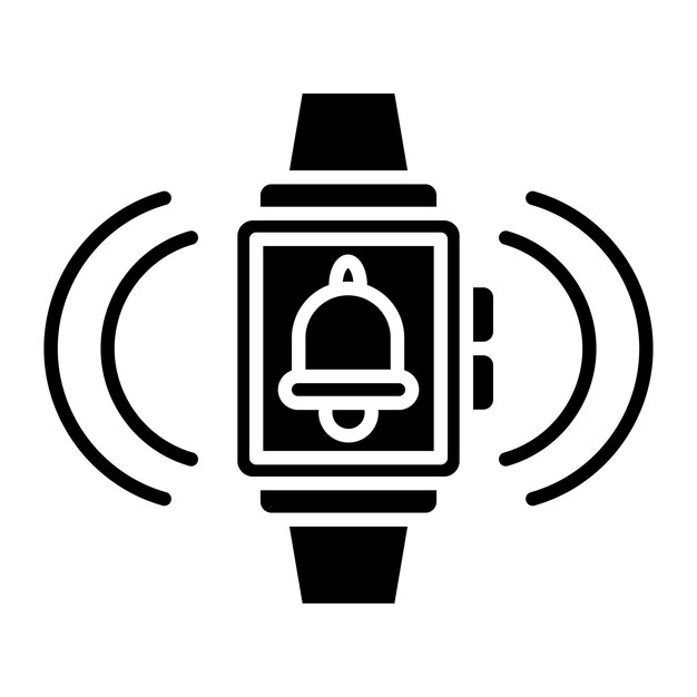 Smartwatch Alarm Glyph Solid Black Illustration