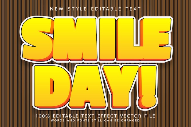 Smile day editable text effect emboss modern style
