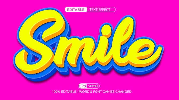 Smile Editable Text Effect Vector With Cute Background