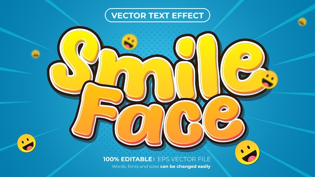Smile face 3D editable text effect template
