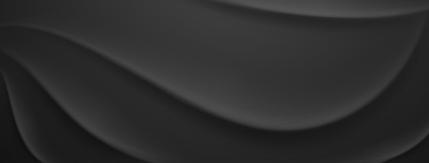 Smooth dark gray abstract wavy shapes create a flowing pattern forming a dark elegant background with soft curved lines and subtle shading