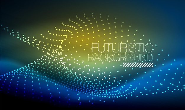 Smooth smoke particle wave big data techno background with glowing flowing elements hitech concept