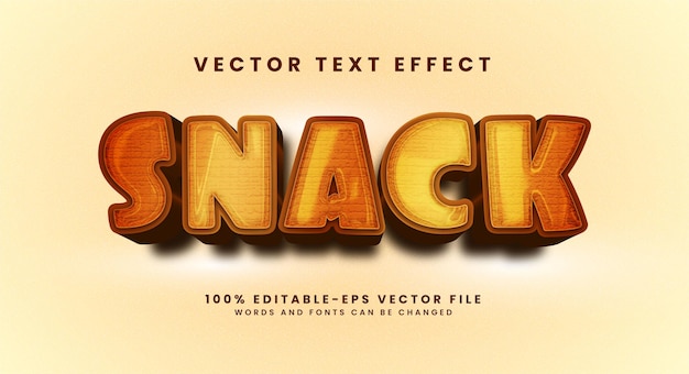 snack 3d text effect. editable text style effect suitable for food product needs.